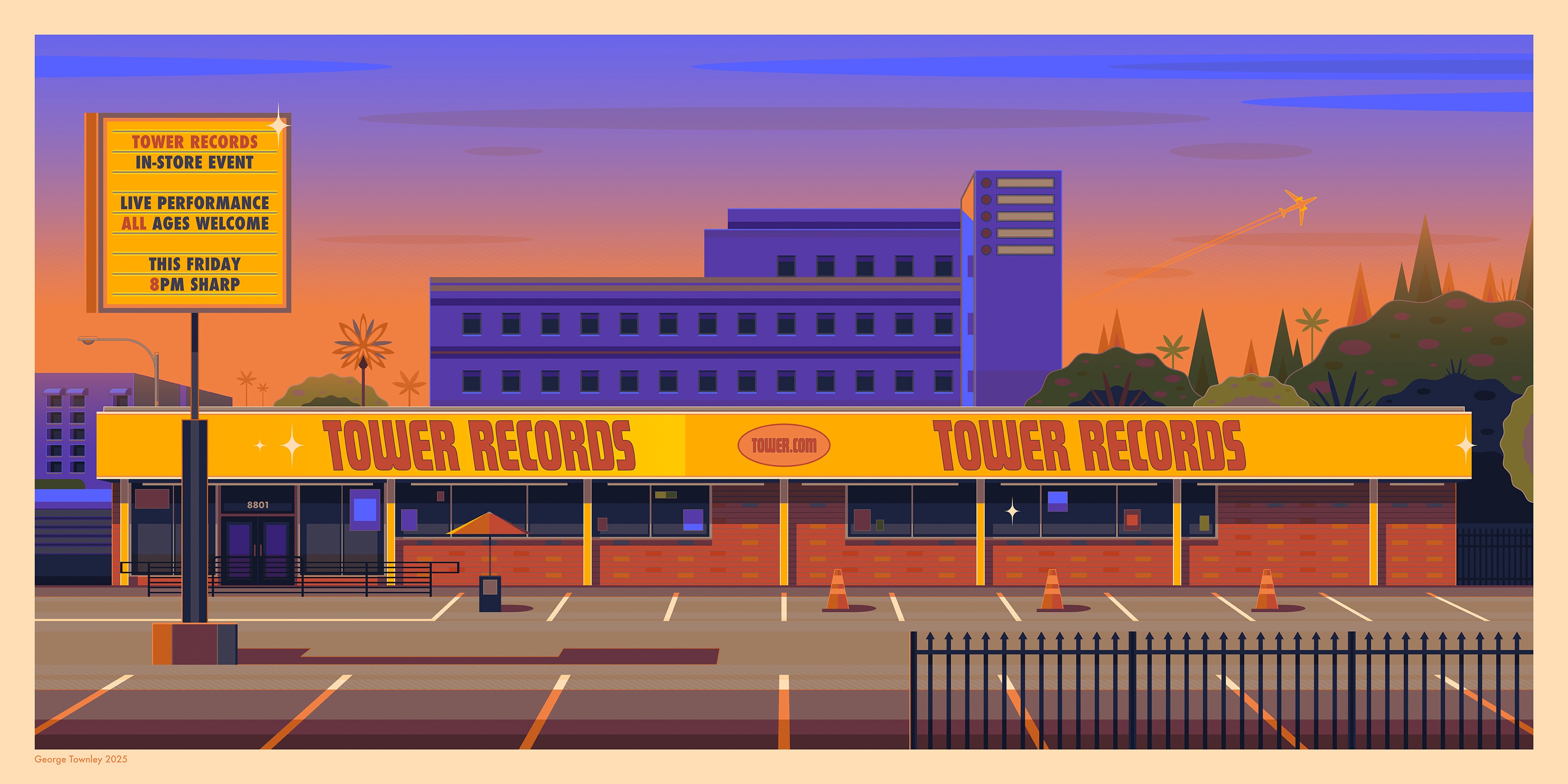Tower Records Los Angeles Art Print by George Townley