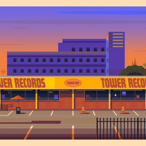 Tower Records Illustration, Los Angeles Art Print by George Townley