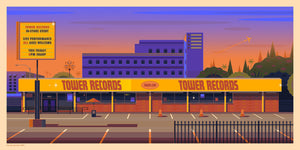 Tower Records Illustration, Los Angeles Art Print by George Townley