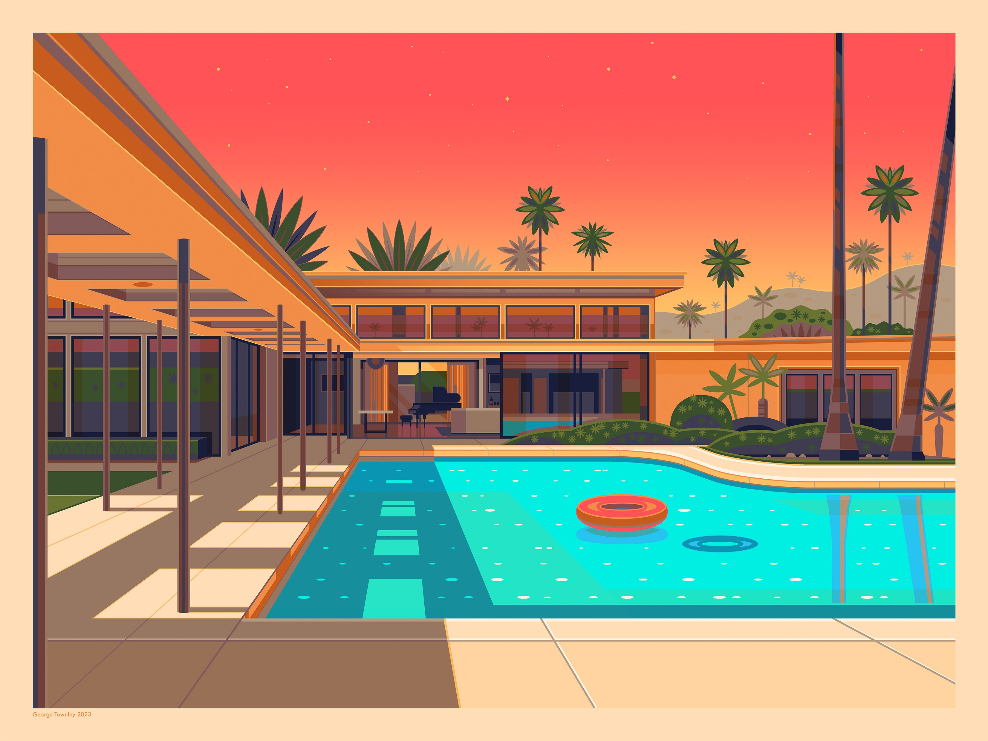 Twin Palms Estate Palm Springs Art Print by George Townley