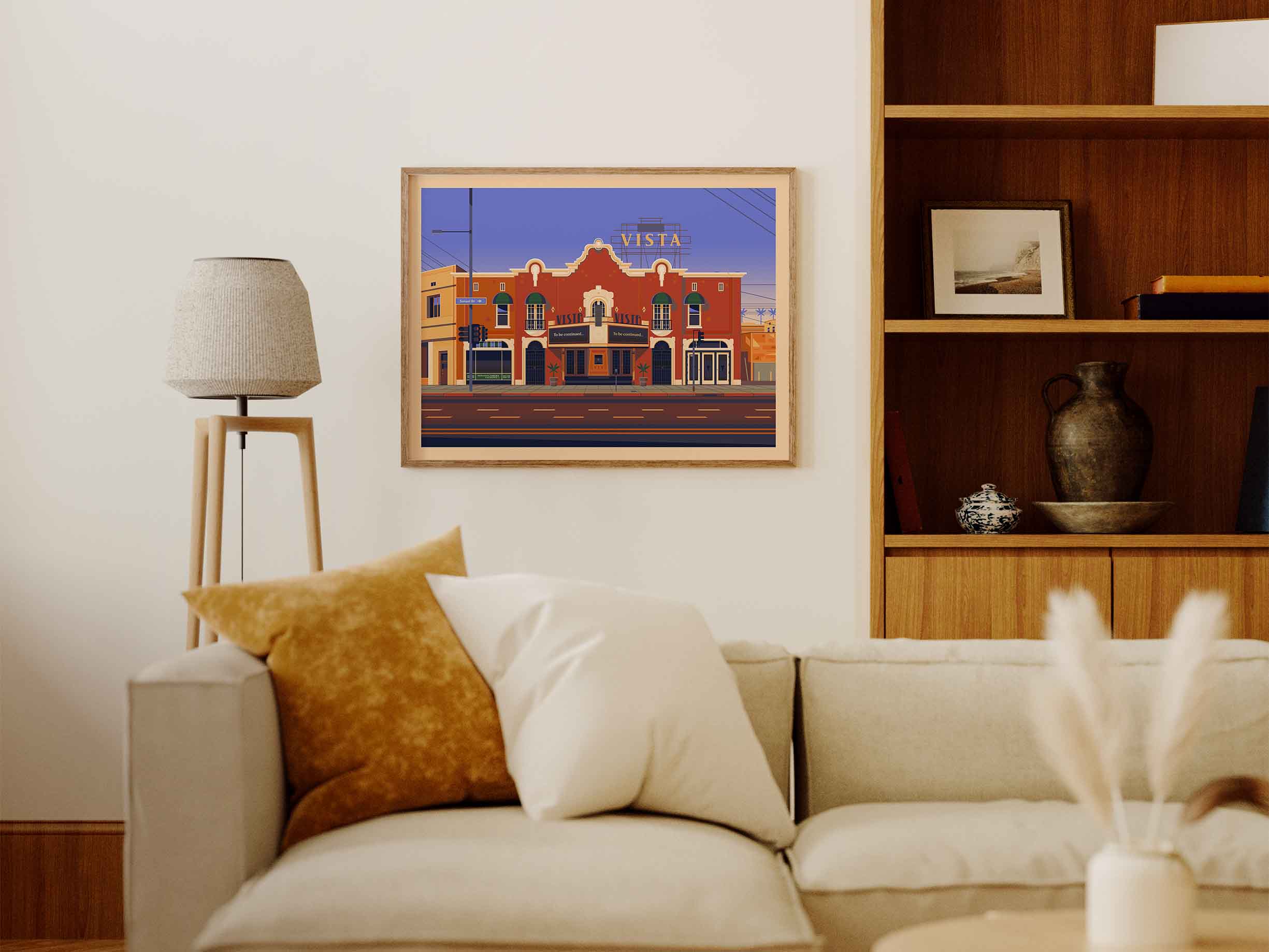 Vista Theatre Illustration, Los Angeles Art Print by George Townley