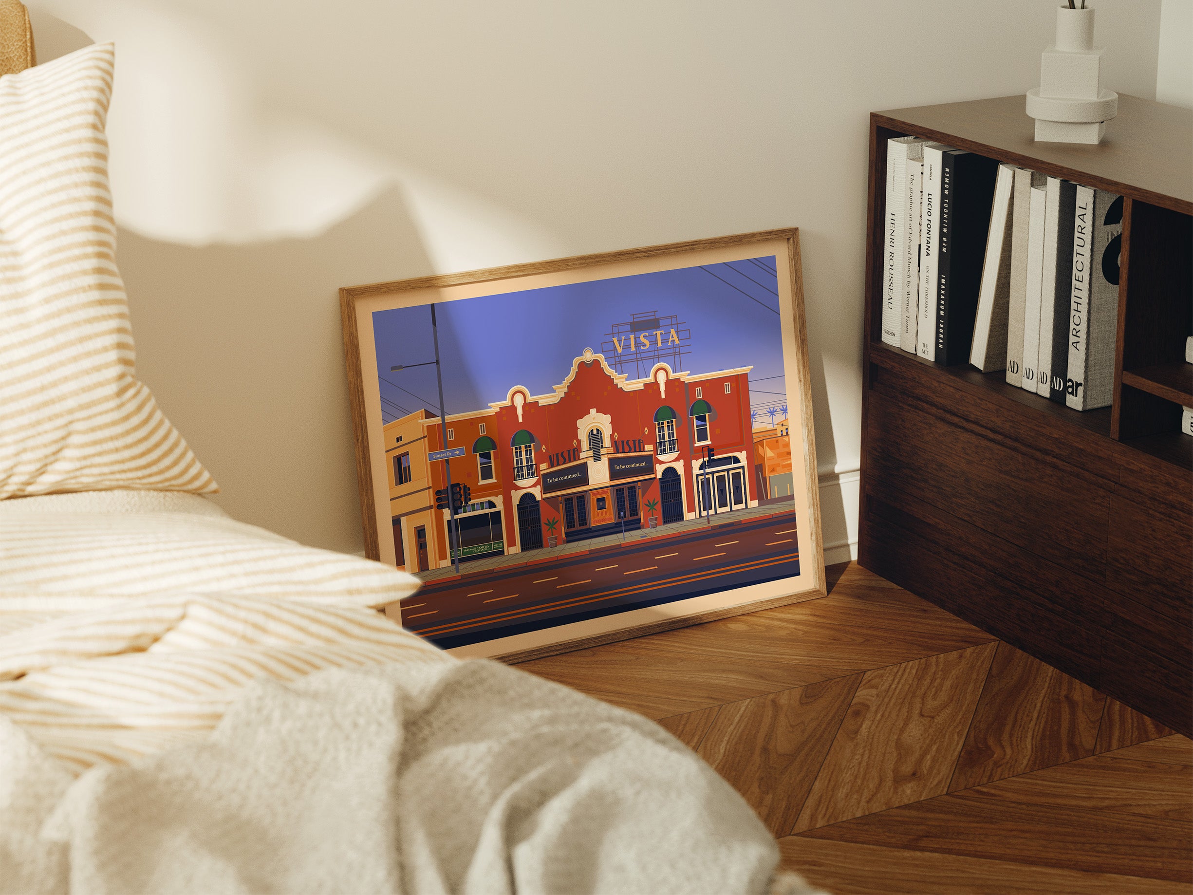Vista Theatre Illustration, Los Angeles Art Print by George Townley