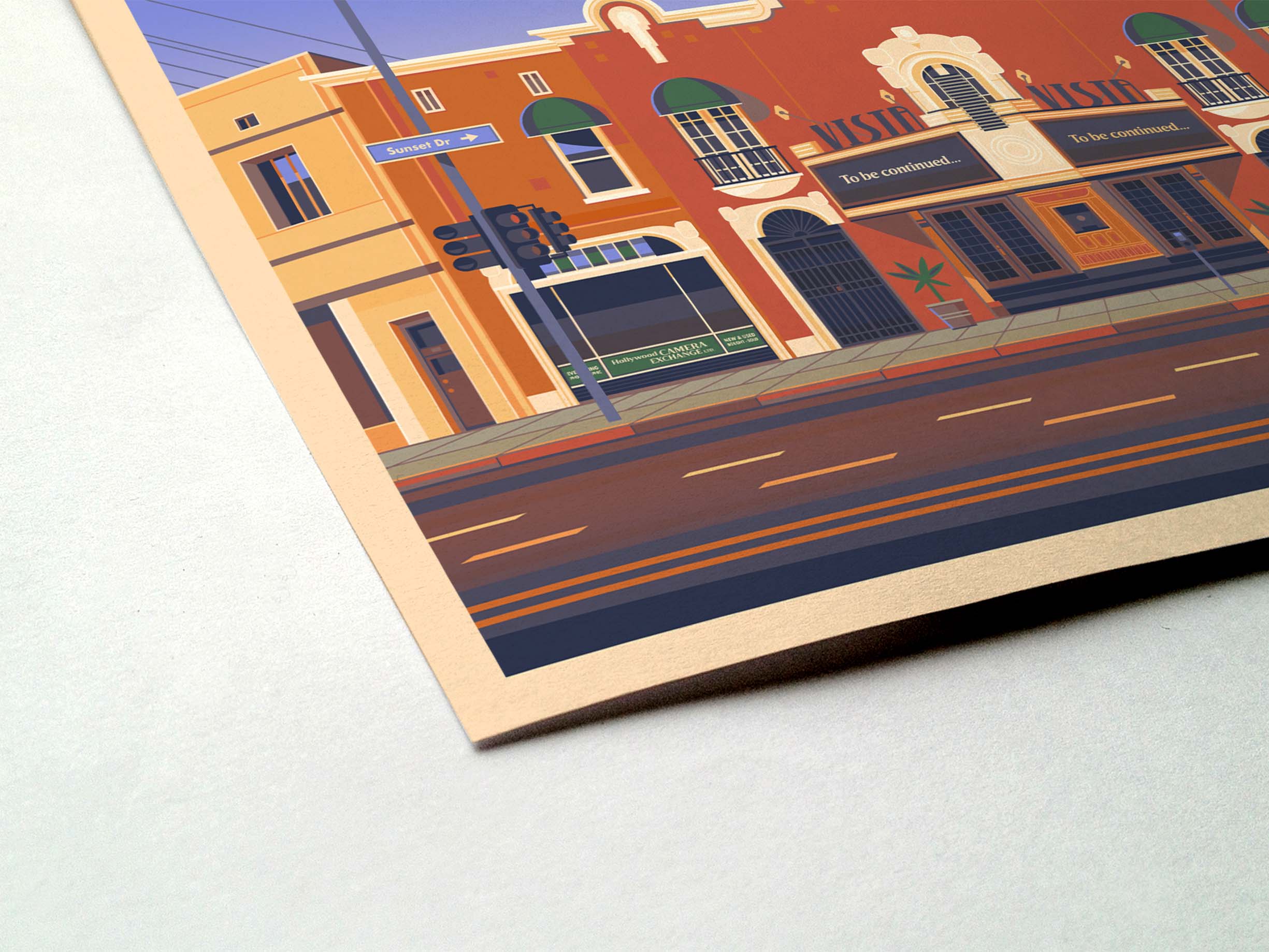 Vista Theatre Illustration, Los Angeles Art Print by George Townley