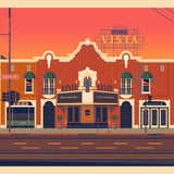 Vista Theatre Illustration, Los Angeles Art Print by George Townley