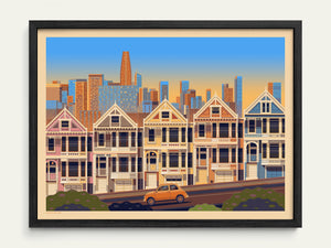 Alamo Square Park Illustration, San Francisco Art Print by George Townley