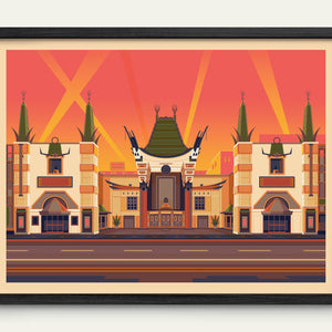 Chinese Theatre Illustration, Los Angeles Art Print by George Townley