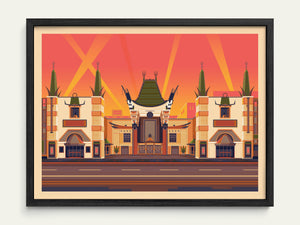 Chinese Theatre Illustration, Los Angeles Art Print by George Townley