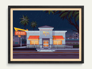 In-N-Out Hollywood Illustration, Los Angeles Art Print by George Townley