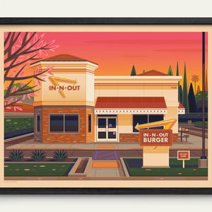 In-N-Out Van Nuys Illustration, Los Angeles Art Print by George Townley