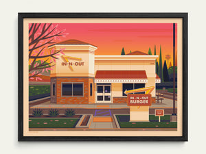 In-N-Out Van Nuys Illustration, Los Angeles Art Print by George Townley