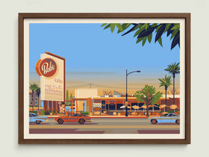 Bob's Big Boy illustration of a Los Angeles landmark by George Townley – detailed architectural art print capturing the iconic landmark