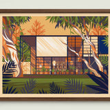 Eames House illustration of a Los Angeles landmark by George Townley – detailed architectural art print capturing the iconic landmark