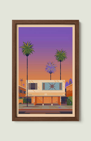 Dingbat House on Beverly illustration of a Los Angeles landmark by George Townley – detailed architectural art print capturing the iconic landmark