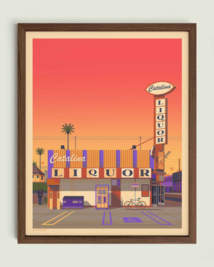 Catalina Liquor illustration of a Los Angeles landmark by George Townley – detailed architectural art print capturing the iconic landmark