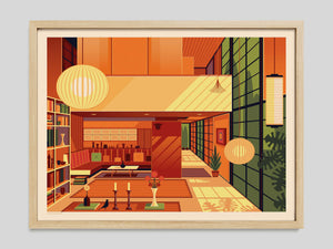 Eames Library illustration of a Los Angeles landmark by George Townley – detailed architectural art print capturing the iconic landmark
