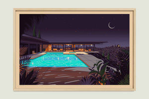 Stahl House illustration of a Los Angeles landmark by George Townley – detailed architectural art print capturing the iconic landmark