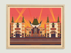 Chinese Theatre illustration of a Los Angeles landmark by George Townley – detailed architectural art print capturing the iconic landmark