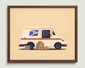 Mail Truck illustration of a Los Angeles landmark by George Townley – detailed architectural art print capturing the iconic landmark