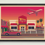 In - N - Out LAX illustration of a Los Angeles landmark by George Townley – detailed architectural art print capturing the iconic landmark