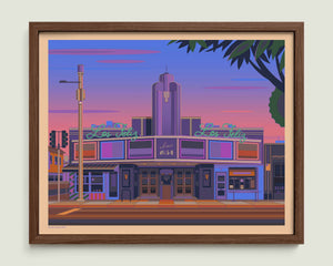 Los Feliz Theatre illustration of a Los Angeles landmark by George Townley – detailed architectural art print capturing the iconic landmark