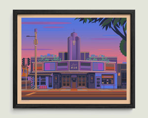 Los Feliz Theatre illustration of a Los Angeles landmark by George Townley – detailed architectural art print capturing the iconic landmark