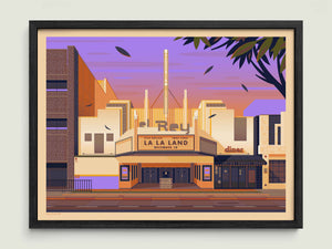 El Rey Theatre illustration of a Los Angeles landmark by George Townley – detailed architectural art print capturing the iconic landmark