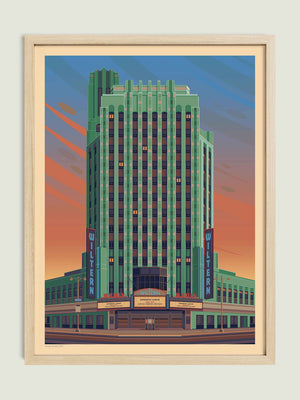 The Wiltern illustration of a Los Angeles landmark by George Townley – detailed architectural art print capturing the iconic landmark