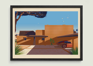 George Sturges House illustration of a Los Angeles landmark by George Townley – detailed architectural art print capturing the iconic landmark