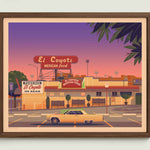 El Coyote Cafe illustration of a Los Angeles landmark by George Townley – detailed architectural art print capturing the iconic landmark
