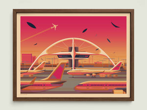 Theme Building illustration of a Los Angeles landmark by George Townley – detailed architectural art print capturing the iconic landmark