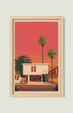 Dingbat House illustration of a Los Angeles landmark by George Townley – detailed architectural art print capturing the iconic landmark