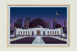 Griffith Observatory illustration of a Los Angeles landmark by George Townley – detailed architectural art print capturing the iconic landmark