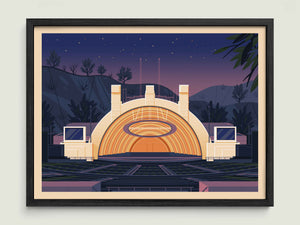 Hollywood Bowl illustration of a Los Angeles landmark by George Townley – detailed architectural art print capturing the iconic landmark