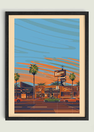 Canter's Deli illustration of a Los Angeles landmark by George Townley – detailed architectural art print capturing the iconic landmark
