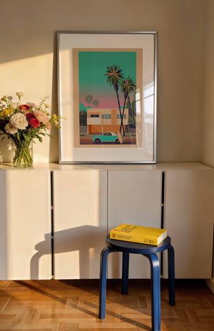 Dingbat House in Mar Vista illustration of a Los Angeles landmark by George Townley – detailed architectural art print capturing the iconic landmark