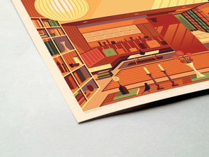 Eames Library illustration of a Los Angeles landmark by George Townley – detailed architectural art print capturing the iconic landmark
