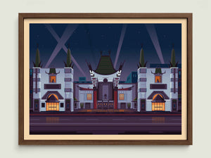 Chinese Theatre illustration of a Los Angeles landmark by George Townley – detailed architectural art print capturing the iconic landmark
