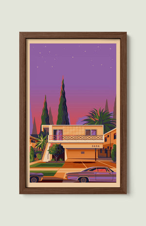 Dingbat House on Vinton illustration of a Los Angeles landmark by George Townley – detailed architectural art print capturing the iconic landmark