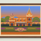 Disneyland Entrance illustration of a Los Angeles landmark by George Townley – detailed architectural art print capturing the iconic landmark