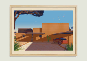 George Sturges House illustration of a Los Angeles landmark by George Townley – detailed architectural art print capturing the iconic landmark