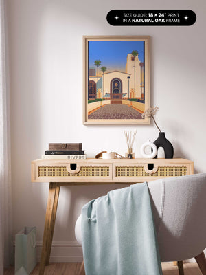 Los Angeles Union Station illustration of a Los Angeles landmark by George Townley – detailed architectural art print capturing the iconic landmark