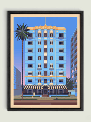 The Georgian Hotel illustration of a Los Angeles landmark by George Townley – detailed architectural art print capturing the iconic landmark