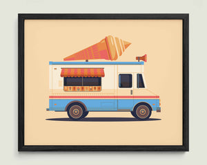 Ice Cream Truck illustration of a Los Angeles landmark by George Townley – detailed architectural art print capturing the iconic landmark