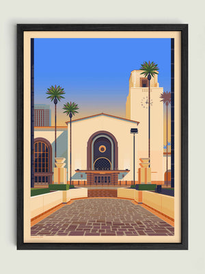 Los Angeles Union Station illustration of a Los Angeles landmark by George Townley – detailed architectural art print capturing the iconic landmark