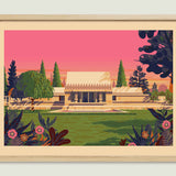 Hollyhock House illustration of a Los Angeles landmark by George Townley – detailed architectural art print capturing the iconic landmark