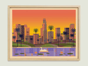 Echo Park illustration of a Los Angeles landmark by George Townley – detailed architectural art print capturing the iconic landmark