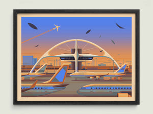 Theme Building illustration of a Los Angeles landmark by George Townley – detailed architectural art print capturing the iconic landmark