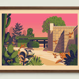 Samuel Freeman House illustration of a Los Angeles landmark by George Townley – detailed architectural art print capturing the iconic landmark