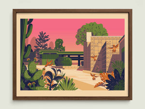 Samuel Freeman House illustration of a Los Angeles landmark by George Townley – detailed architectural art print capturing the iconic landmark