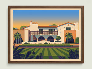 Adamson House illustration of a Los Angeles landmark by George Townley – detailed architectural art print capturing the iconic landmark